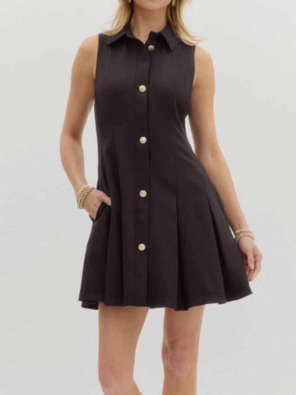 Maeve Anthropologie Button Front Mini Dress XXS Black Gold Button Fit Flare